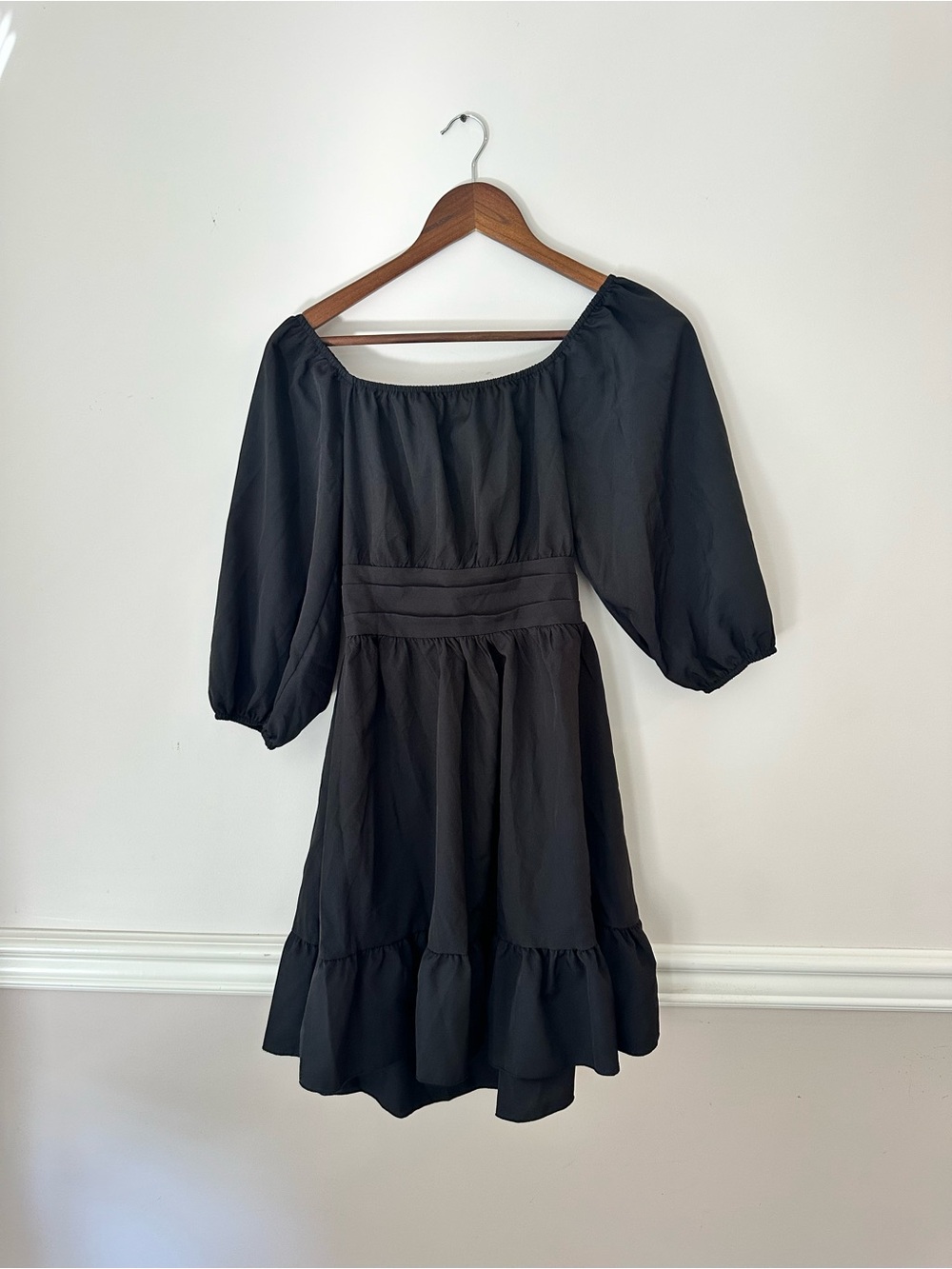 Black Off-Shoulder Puff Sleeve Dress